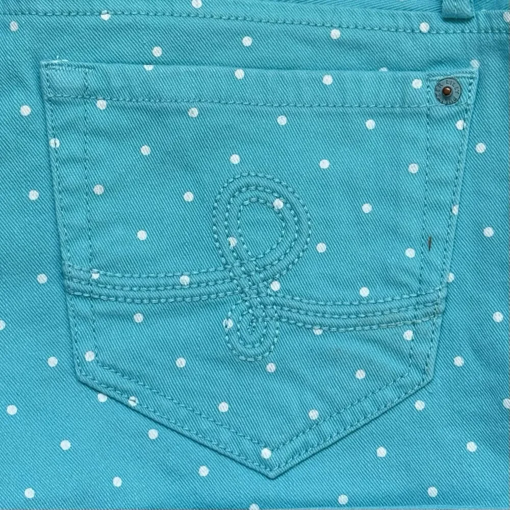 Lilly Pulitzer Clifton Shorts Sz 00 Aqua with White Polka Dots 2 Button Closure